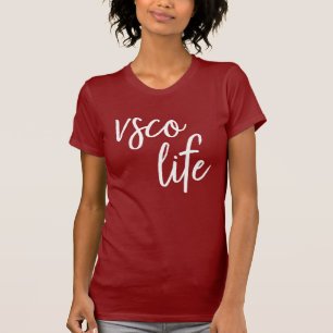 VSCO Life, Simple, Casual, White on Burgundy T-Shirt