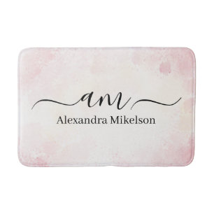 VSimple Modern Monogram pink Minimalist Bath Mat