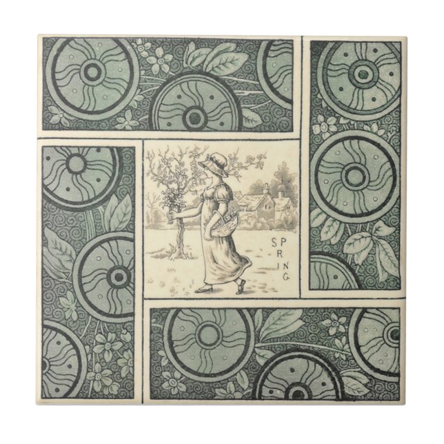 VT0049 Reproduction Antique Transferware Ceramic Tile (Front)