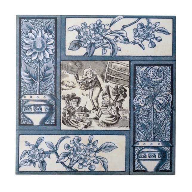 VT0055 Reproduction Antique Transferware Ceramic Tile (Front)