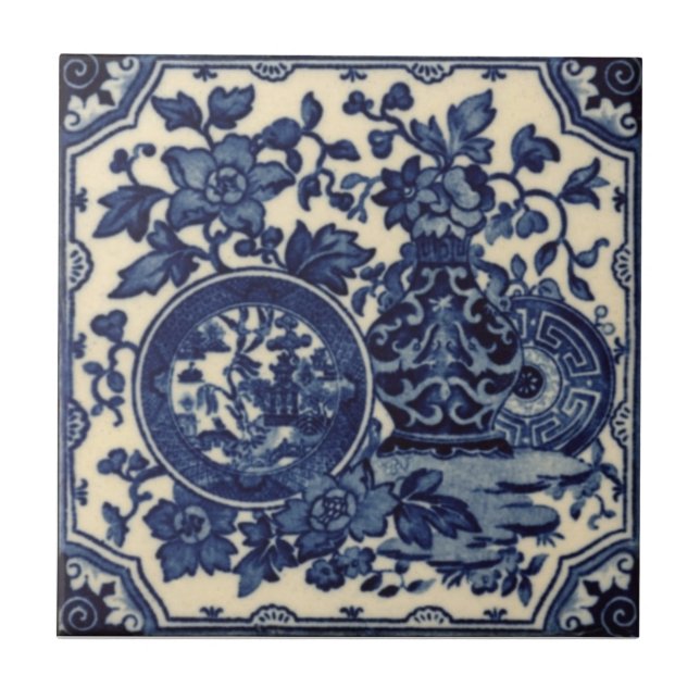 VT0098 Reproduction Antique Transferware Ceramic Tile (Front)