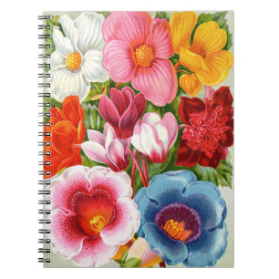 VTG Botanical Begonias & Gloxinias Spiral Notebook