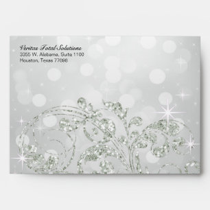 VTS Glamour Glitter Luxe Bokeh A7 Linen silver ice Envelopes