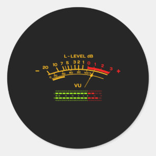 Vu Metre Hi-Fi Audio Stereo Music Sound Classic Round Sticker