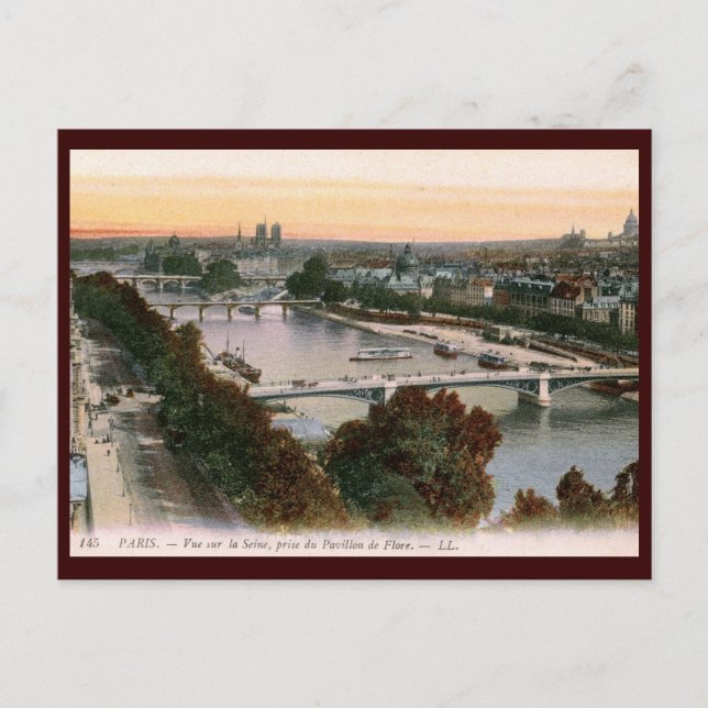 Vue sur la Seine, Paris, France Vintage Postcard (Front)