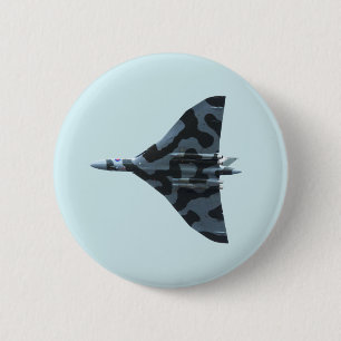 Vulcan bomber in flight 6 cm round badge