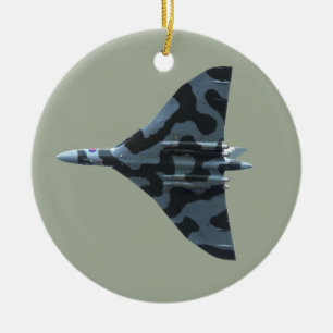 Vulcan bomber in flight ceramic ornament