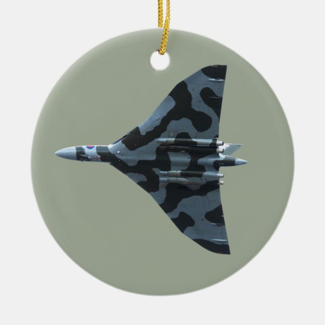 Vulcan bomber in flight ceramic ornament (Front)
