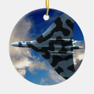 Vulcan bomber in flight ceramic ornament