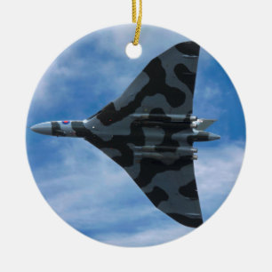 Vulcan bomber in flight ceramic tree decoration