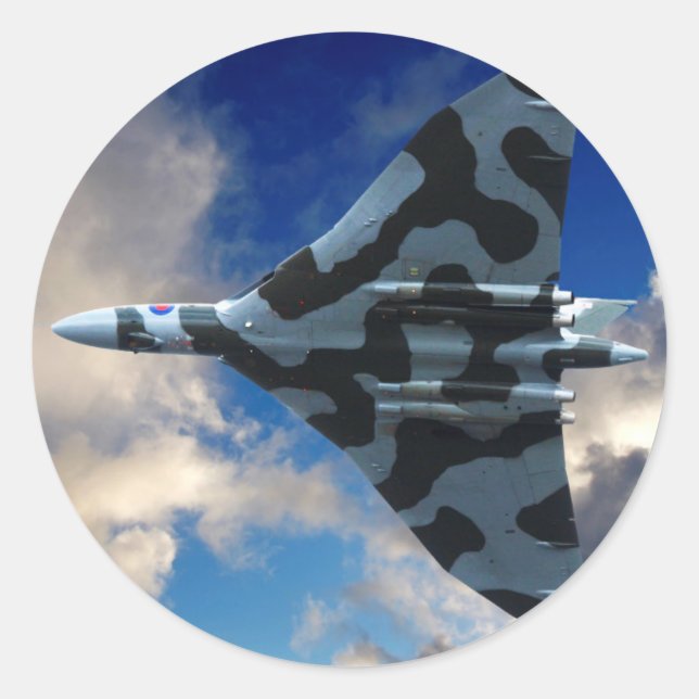 Vulcan bomber in flight classic round sticker (Front)