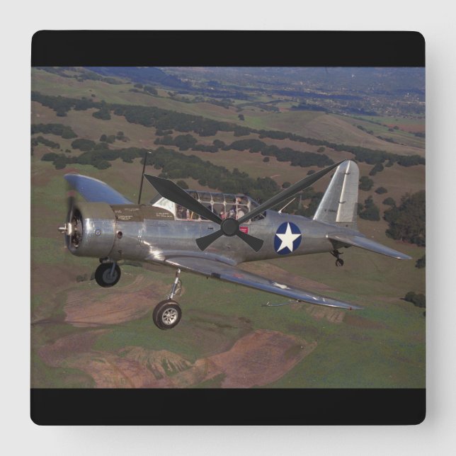 Vultee, BT-13, WWII_Classic Aviation Square Wall Clock (Front)