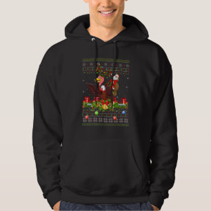 Vulture Bird  Ugly Santa Riding Vulture Christmas Hoodie