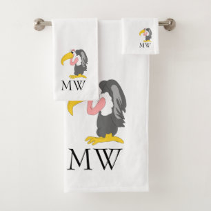 Vulture Design Monogrammed Bath Towel Set
