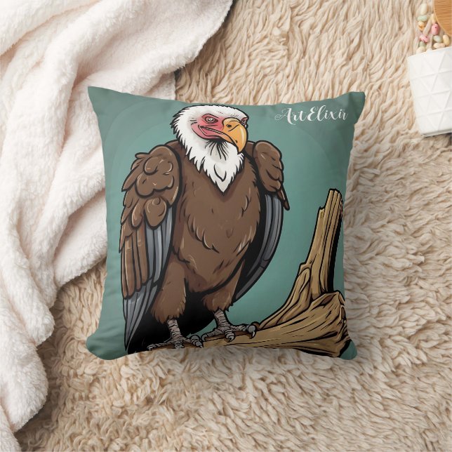 Vulture Realistic Drawing Print  Cushion (Blanket)