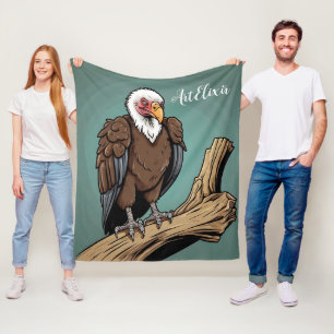 Vulture Realistic Drawing Print  Fleece Blanket