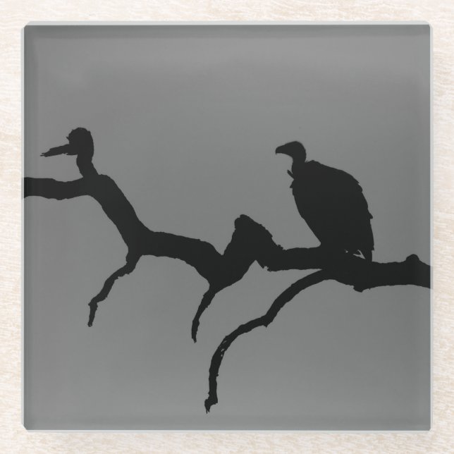 Vulture Silhouette Glass Coaster (Front)