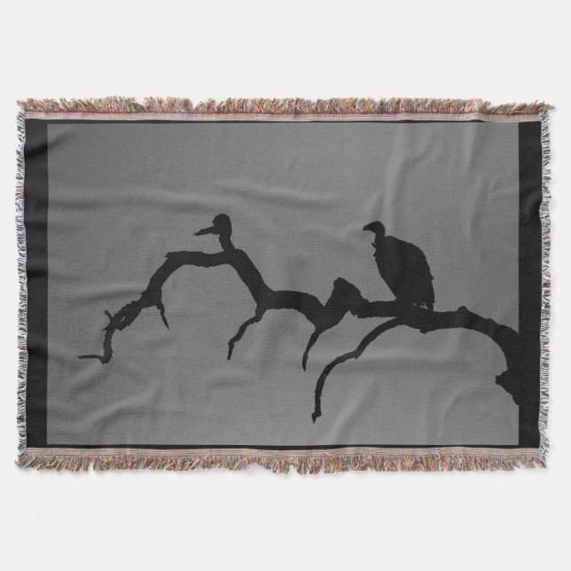 Vulture Silhouette Throw Blanket (Front)