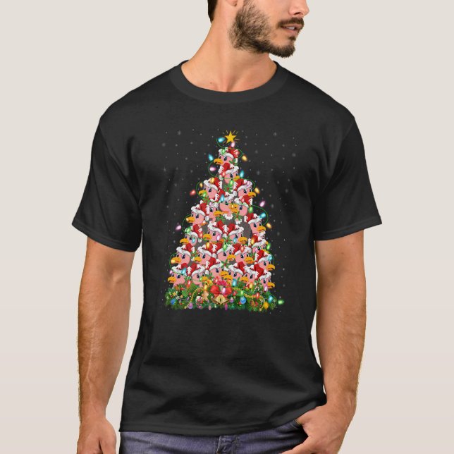 Vulture  Xmas Lights Santa Vulture Christmas Tree T-Shirt (Front)