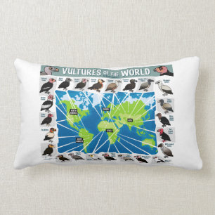 Vultures of the World Map Lumbar Cushion
