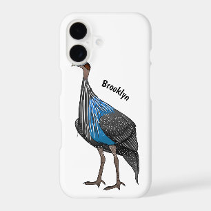 Vulturine guineafowl bird cartoon illustration