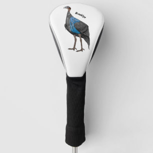 Vulturine guineafowl bird cartoon illustration  golf head cover