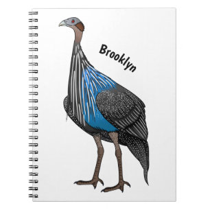 Vulturine guineafowl bird cartoon illustration  notebook