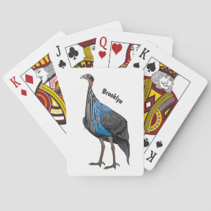Vulturine guineafowl bird cartoon illustration  playing cards