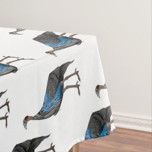 Vulturine guineafowl bird cartoon illustration  tablecloth
