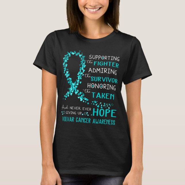 Vulvar Cancer Warrior Supporting Fighter T-Shirt (Front)