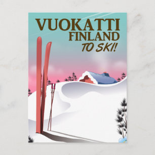 Vuokatti Finland ski poster Postcard