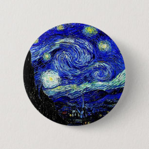 vVan Gogh Starry Night Fine Art 6 Cm Round Badge