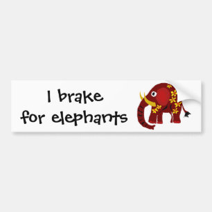 VW- Elephant and Daisies Primitive Art Bumper Sticker