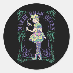 Vxls Mardi Gras Masks Carnival Woman Queen Card Classic Round Sticker