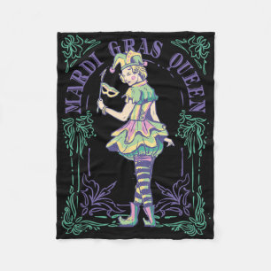 Vxls Mardi Gras Masks Carnival Woman Queen Card Fleece Blanket
