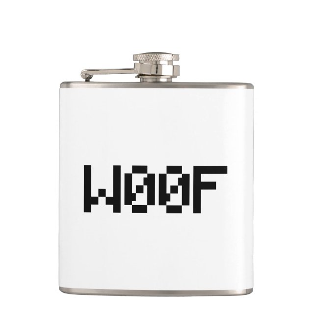 W00F [Leetspeak Animal Sounds] Hip Flask (Front)