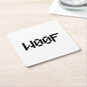 W00F [Leetspeak Animal Sounds] Square Paper Coaster