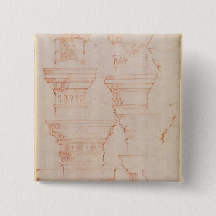 W.18v Study of column capitals 15 Cm Square Badge