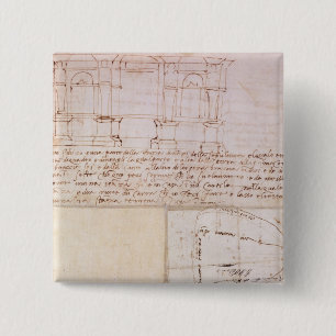 W.23r Architectural sketch with notes 15 Cm Square Badge