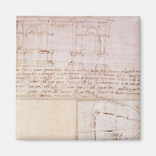 W.23r Architectural sketch with notes Magnet