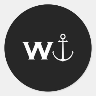 W Anchor Wanker Funny Sailing Boating Classic Round Sticker