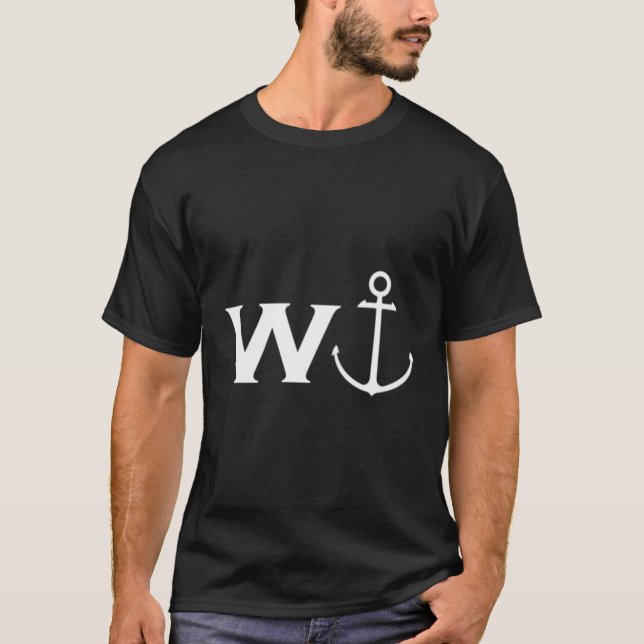 W Anchor Wanker Funny Sailing Boating T-Shirt (Front)