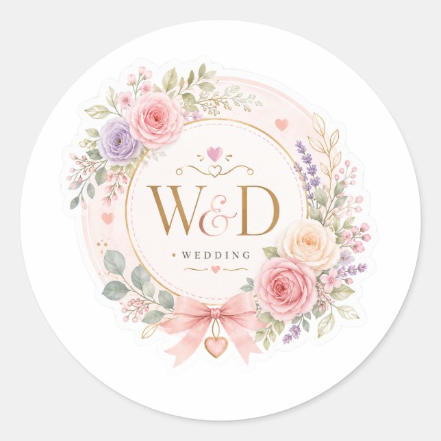 W&D Wedding Classic Round Sticker (Front)