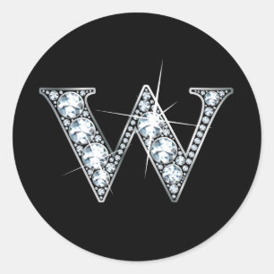 "W" Diamond Bling Sticker