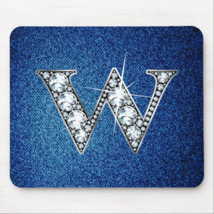 W Faux-"Diamond Bling" on Denim Mousepad