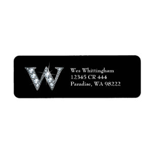 W Faux-"Diamond Bling" Return Address Label
