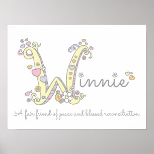 W for Winnie initial doodle art name meaning Poster