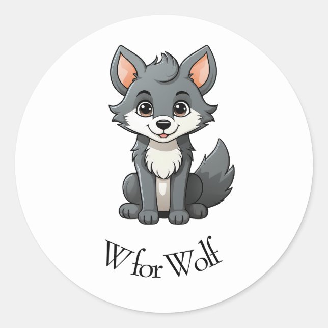 W for Wolf Classic Round Sticker (Front)