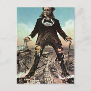 W.H. Vanderbilt as a 'Colossus of Roads' Postcard