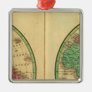W Hemisphere, E Hemisphere Metal Ornament